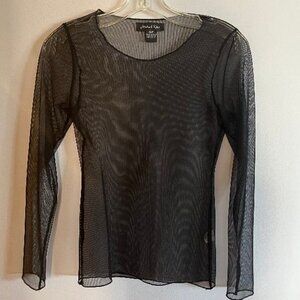 Michael Tyler Sheer Black Mesh Top, Made in Canada - Size S/P